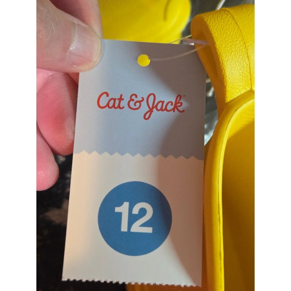 Cat & Jack Kids Eli Rain Boots Yellow Waterproof Slip On Ankle Boots Size 12 IT